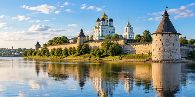 Псковский кремль и река